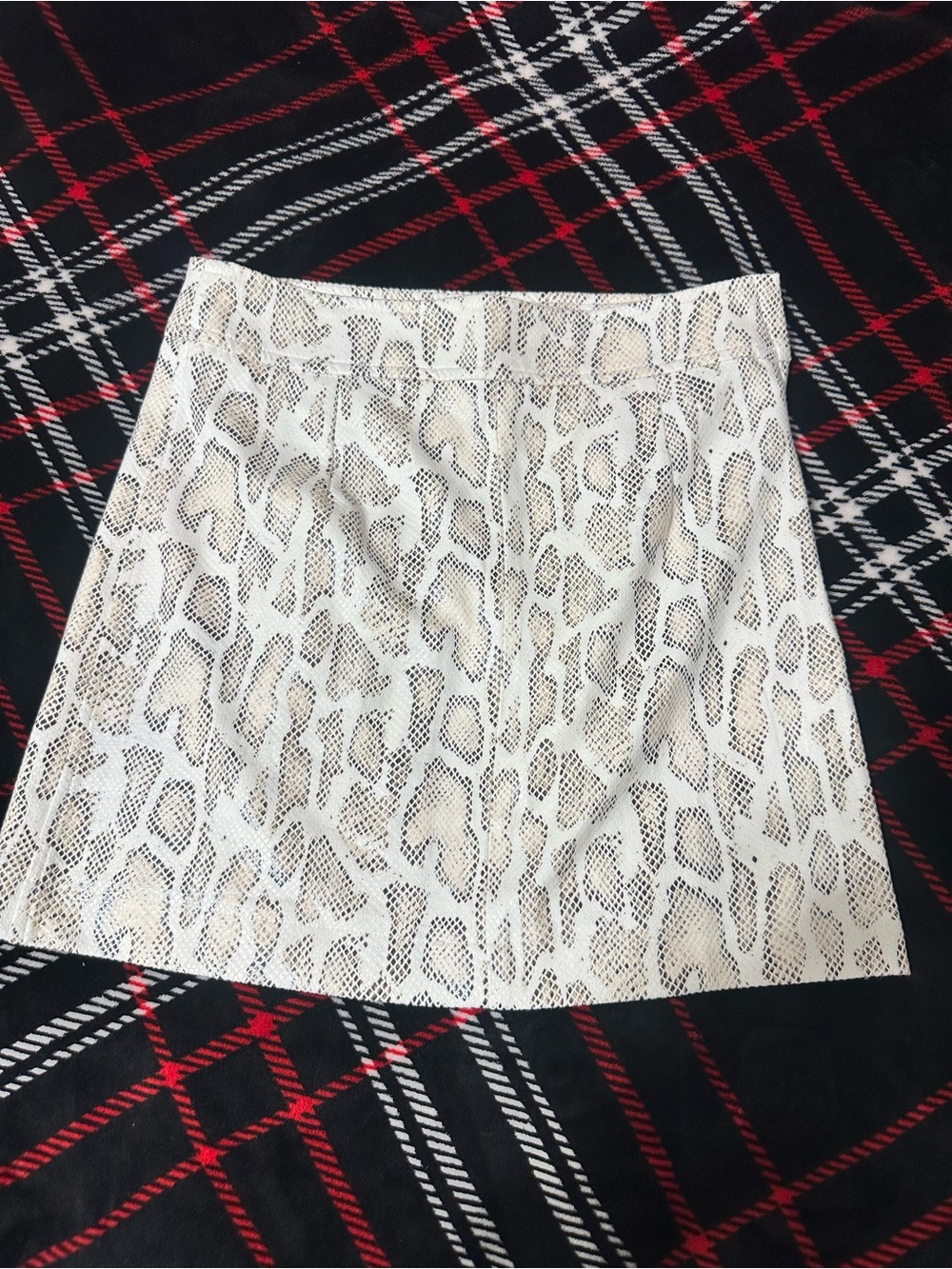 Storia Cream and Beige Snake-Print Mini Skirt